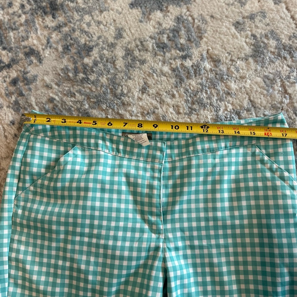 Callaway Teal Gingham Women's golf Shorts 10 - Picture 4 of 4